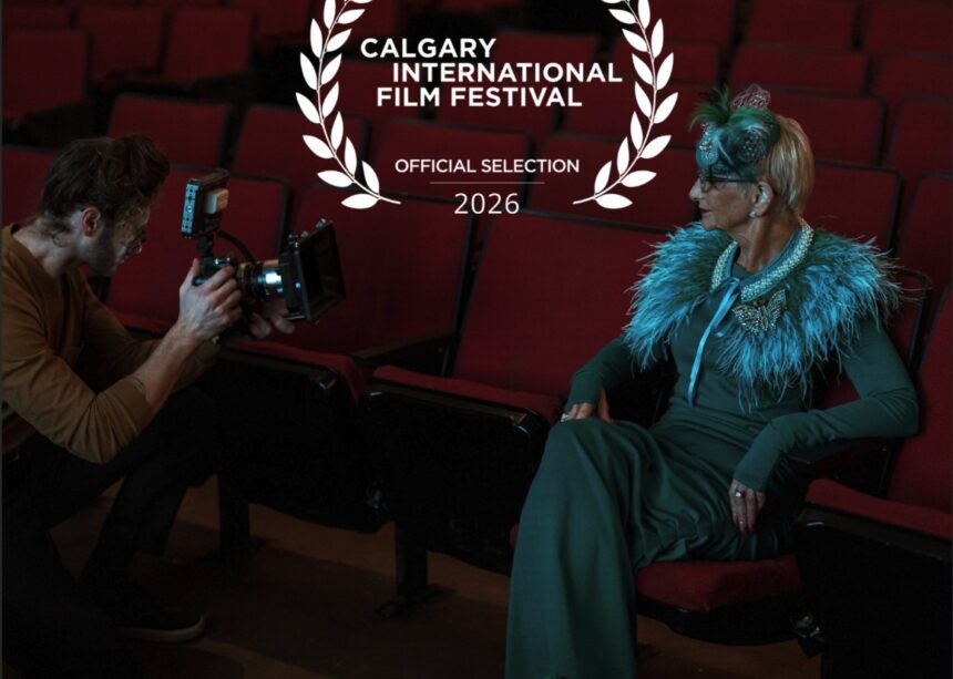 Diana Monea photographed in a theatre beneath a Calgary International Film Festival Official Selection 2026 laurel