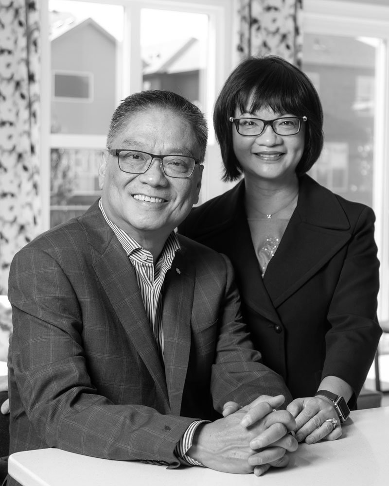Portrait of Eleanor and Wayne Chiu, 2022 Southern Alberta Business Hall of Fame laureates and Trico Group founders