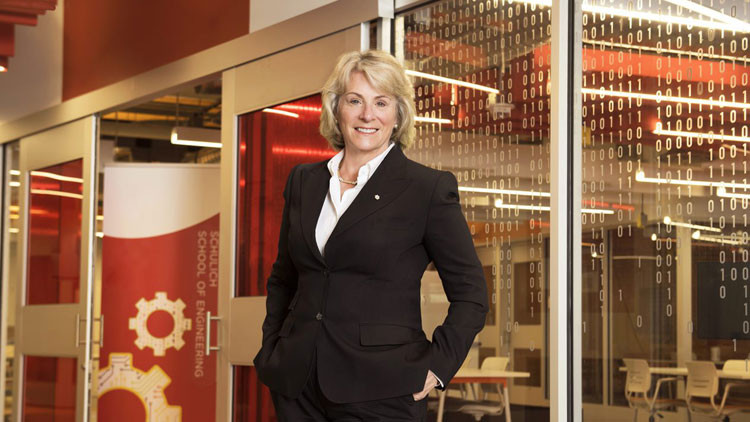 Portrait of Elizabeth Cannon, former University of Calgary president, Alberta Order of Excellence member