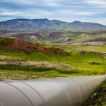 Export pipeline running across open country
