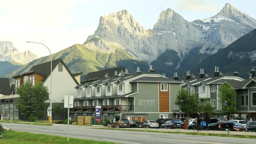 New townhomes below the mountains in Canmore, Alberta
