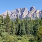 Castle Mountain rising above the forest in Banff National Park