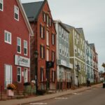 Brick and painted storefronts on a street in downtown Charlottetown