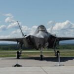 An F-35 fighter jet on a runway