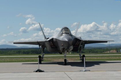 An F-35 fighter jet on a runway