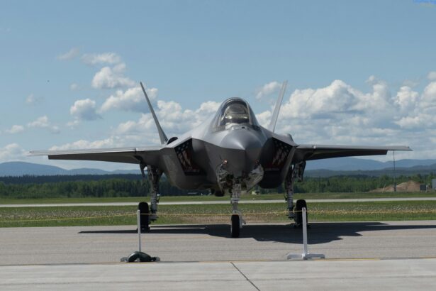 An F-35 fighter jet on a runway