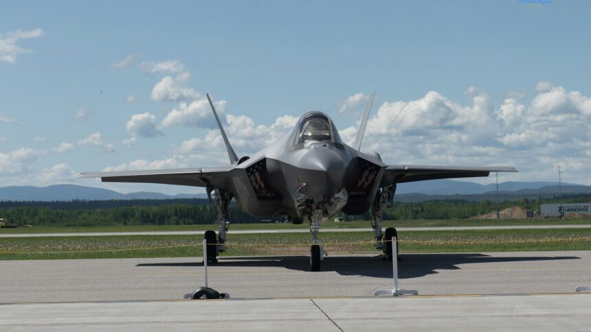An F-35 fighter jet on a runway
