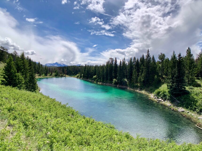 One of the green lakes in the Valley of the Five Lakes, Jasper National Park