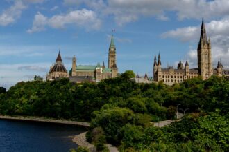 The Parliament buildings on Parliament Hill in Ottawa