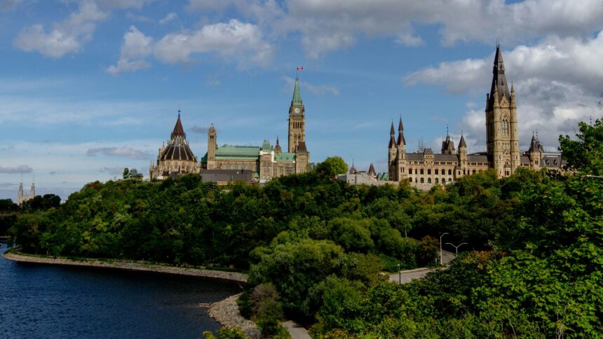 The Parliament buildings on Parliament Hill in Ottawa