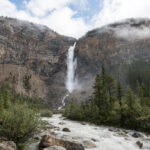 Takakkaw Falls dropping down a sheer rock face in Yoho National Park
