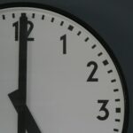 A close-up of a wall clock face